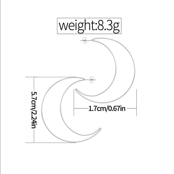 ✨Silver Cresent Moon Hollow Earrings✨ - Picture 5 of 6